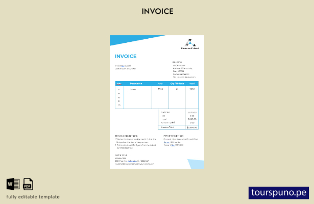 Plantilla de factura de consultor financiero lista para imprimir